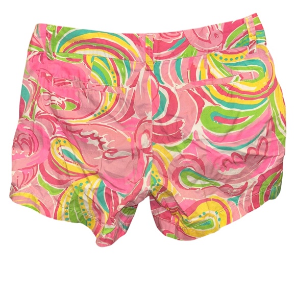 Lilly Pulitzer pink green yellow swirl Callahan Short 5 inseam shorts 4 - Picture 3 of 5